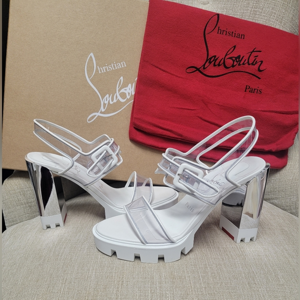 Christian louboutin white lugsole womens sandals. Size 37.5
